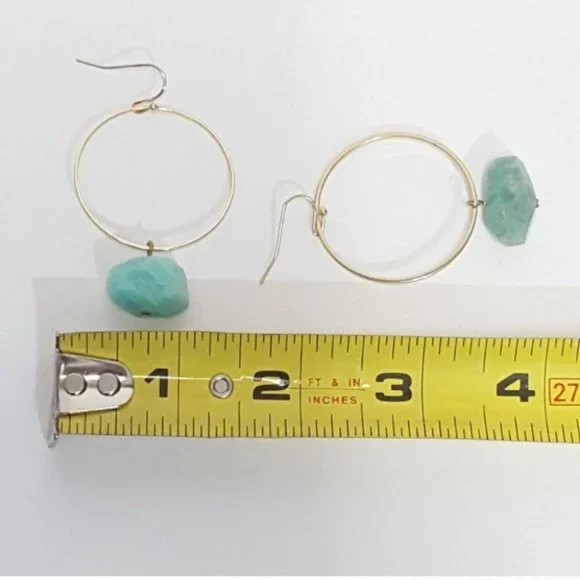 Circle Natural Stone Drop Earrings - Picture 2 of 2